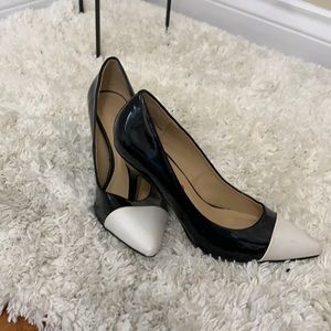 Black and white dress pumps